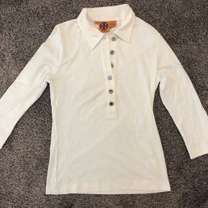 Tory Burch White Long Sleeve Polo